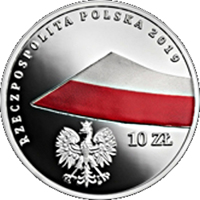 Poland coin 10 Złotych - 100th Anniversary of the National Flag of Poland (2019) obverse obverse of 10 Złotych - 100th Anniversary of the National Flag of Poland (2019) coin from Poland. Inscription: RZECPOSPOLITA POLSKA 2019 10 ZŁ mw
