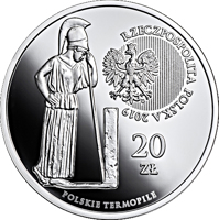 obverse of 20 Złotych - The Polish Thermopylae – Wizna (2019) coin from Poland. Inscription: RZECPOSPOLITA POLSKA 2019 mw 20 ZŁ POLSKIE TERMOPILE