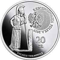 Poland coin 20 Złotych - The Polish Thermopylae – Wizna (2019) obverse obverse of 20 Złotych - The Polish Thermopylae – Wizna (2019) coin from Poland. Inscription: RZECPOSPOLITA POLSKA 2019 mw 20 ZŁ POLSKIE TERMOPILE