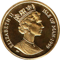Isle of Man coin 1/10 Crown - Elizabeth II - Blue British Short Hair Cat (1999) obverse obverse of 1/10 Crown - Elizabeth II - Blue British Short Hair Cat (1999) coin with KM# 960 from Isle of Man. Inscription: ELIZABETH II ISLE OF MAN·1999 PM