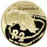 reverse of 2 Rand - World Heritage Site Series: Mapungubwe (2005) coin from South Africa. Inscription: 1/4 Oz Au 999.9 World Heritage Site MJS R2