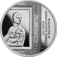 reverse of 20 Złotych - 140th Anniversary of the National Museum in Kraków (2019) coin from Poland. Inscription: 140-LECIE MUZEUM NARODOWEGO W KRAKOWIE