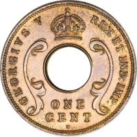 obverse of 1 Cent - George V (1922 - 1935) coin with KM# 22 from British East Africa. Inscription: GEORGIUS V REX ET IND :IMP: ONE CENT H
