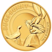 Tuvalu coin 25 Dollars - Elizabeth II - Bugs Bunny (2019) reverse reverse of 25 Dollars - Elizabeth II - Bugs Bunny (2019) coin from Tuvalu. Inscription: BUGS BUNNY P TM&© WBEI (s19)