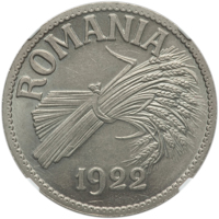 Romania coin 5 Lei - Ferdinand I (1922) obverse obverse of 5 Lei - Ferdinand I (1922) coin with KM# Pn193 from Romania. Inscription: 5 LEI