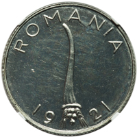 Romania coin 5 Lei - Ferdinand I (1921) obverse obverse of 5 Lei - Ferdinand I (1921) coin with KM# Pn182 from Romania. Inscription: ROMANIA 19 21