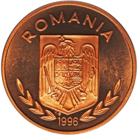 obverse of 100 Lei - XXVI Olympiad - Atlanta (1996) coin from Romania. Inscription: ROMANIA 1996 V.G.