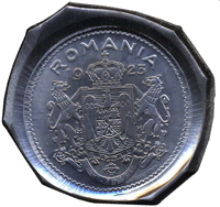 reverse of 2 Lei - Ferdinand I (1923) coin from Romania. Inscription: ROMANIA 19 23