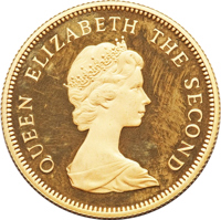 obverse of 2 Pounds - Elizabeth II (1974) coin with KM# 8 from Falkland Islands. Inscription: QUEEN ELIZABETH THE SECOND