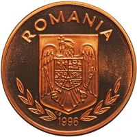 obverse of 100 Lei - XXVI Olympiad - Atlanta (1996) coin from Romania. Inscription: ROMANIA 1996 V.G.