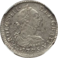 obverse of 1 Real - Carlos III (1773 - 1786) coin with KM# 52 from Bolivia. Inscription: CARLOS · III · DEI · GRATIA · 1775