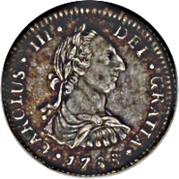 Bolivia coin 1 Real - Carlos III (1786 - 1789) obverse obverse of 1 Real - Carlos III (1786 - 1789) coin with KM# 52a from Bolivia. Inscription: CAROLUS·III·DEI·GRATIA