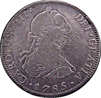 Mexico coin 4 Reales - Carlos III (1785 - 1789) obverse obverse of 4 Reales - Carlos III (1785 - 1789) coin with KM# 97a from Mexico. Inscription: CARLUS•III•DEI•GRATIA •1785•
