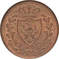 obverse of 5 Centesimi - Carlo Felice (1826) coin with KM# 127 from Italian States. Inscription: P