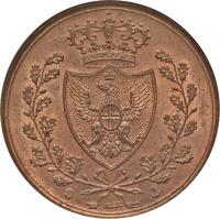 Italian States coin 5 Centesimi - Carlo Felice (1826) obverse obverse of 5 Centesimi - Carlo Felice (1826) coin with KM# 127 from Italian States. Inscription: P