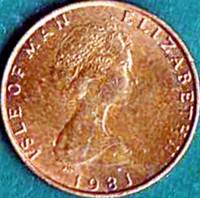 obverse of 1/2 Penny - Elizabeth II - F.A.O. - Food For All (1981) coin with KM# 72.1 from Isle of Man. Inscription: ISLE OF MAN ELIZABETH II 1981