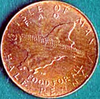 reverse of 1/2 Penny - Elizabeth II - F.A.O. - Food For All (1981) coin with KM# 72.1 from Isle of Man. Inscription: ISLE OF MAN F. A. O. FOOD FOR ALL HALF PENNY