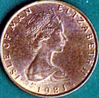 obverse of 1/2 Penny - Elizabeth II - F.A.O. World Food Day: 16 October 1981 (1981) coin with KM# 72.2 from Isle of Man. Inscription: ISLE OF MAN ELIZABETH II 1981