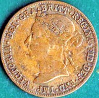 obverse of 1 Pice - Victoria (1897 - 1899) coin with KM# 1 from British East Africa. Inscription: VICTORIA · DEI · GRA · BRITT · REGINA · FID · DEF · IND · IMP