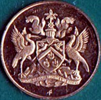 obverse of 1 Cent - Elizabeth II - 10th Anniversary of Independence (1972) coin with KM# 9 from Trinidad and Tobago. Inscription: GC TOGETHER WE ASPIRE - TOGETHER WE ACHIEVE FM
