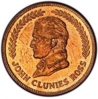 Australia coin 5 Cents - 150 Years - Kingdom of the Cocos (Keeling) Islands (1977) obverse obverse of 5 Cents - 150 Years - Kingdom of the Cocos (Keeling) Islands (1977) coin from Australia. Inscription: JOHN CLUNIES ROSS