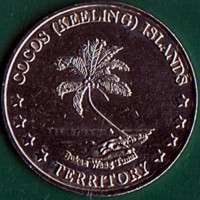 obverse of 20 Cents - Elizabeth II (2004) coin from Australia. Inscription: COCOS (KEELING) ISLANDS ****TERRITORY****