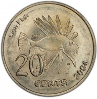 Australia coin 20 Cents - Elizabeth II (2004) reverse reverse of 20 Cents - Elizabeth II (2004) coin from Australia. Inscription: Lion Fish 20 CENTS 2004