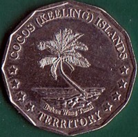 obverse of 50 Cents - Elizabeth II (2004) coin from Australia. Inscription: COCOS (KEELING) ISLANDS ****TERRITORY****