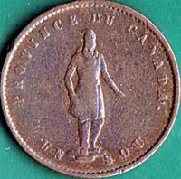 Canadian provinces coin 1/2 Penny - Victoria (1852) obverse obverse of 1/2 Penny - Victoria (1852) coin with KM# Tn20 from Canadian provinces. Inscription: PROVINCE DU CANADA UN SOU