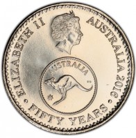 Australia coin 5 Cents - Elizabeth II - 50 Years of Decimal Currency in Australia (2016) obverse obverse of 5 Cents - Elizabeth II - 50 Years of Decimal Currency in Australia (2016) coin from Australia. Inscription: ELIZABETH II AUSTRALIA 2016 AUSTRALIA FIFTY YEARS