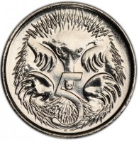 Australia coin 5 Cents - Elizabeth II - 50 Years of Decimal Currency in Australia (2016) reverse reverse of 5 Cents - Elizabeth II - 50 Years of Decimal Currency in Australia (2016) coin from Australia. Inscription: 5 SD