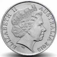 Australia coin 20 Cents - Elizabeth II - Anzacs Remembered: Wartime Animals - 4'th Portrait (2015) obverse obverse of 20 Cents - Elizabeth II - Anzacs Remembered: Wartime Animals - 4'th Portrait (2015) coin from Australia. Inscription: ELIZABETH II AUSTRALIA 2015 IRB