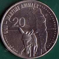 reverse of 20 Cents - Elizabeth II - Anzacs Remembered: Wartime Animals - 4'th Portrait (2015) coin from Australia. Inscription: WW1 - WARTIME ANIMALS 20