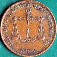 Mombasa coin 1 Pice - Victoria (1888) obverse obverse of 1 Pice - Victoria (1888) coin with KM# 1 from Mombasa. Inscription: IMPERIAL BRITISH EAST AFRICA Co عدل 1888