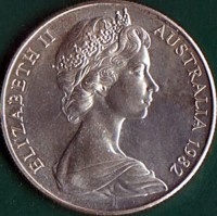 obverse of 10 Dollars - Elizabeth II - 12th Commonwealth Games, Brisbane - 2'nd Portrait (1982) coin with KM# 75 from Australia. Inscription: ELIZABETH II AUSTRALIA 1982