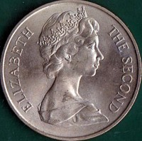 obverse of 1 Crown - Elizabeth II (1970) coin with KM# 18 from Isle of Man. Inscription: ELIZABETH THE SECOND