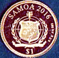 obverse of 1 Tala - Gods of Olympus: Artemis (2016) coin from Samoa. Inscription: SAMOA 2016 0.5 g Au 585 $ 1