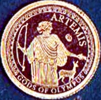 reverse of 1 Tala - Gods of Olympus: Artemis (2016) coin from Samoa. Inscription: ARTEMIS GODS OF OLYMPUS