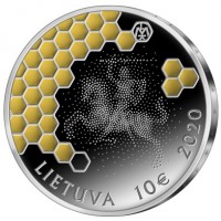 obverse of 10 Euro - Lithuanian Nature: Tree Beekeeping (2020) coin from Lithuania. Inscription: LIETUVA 10€ 2020