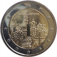 Lithuania coin 2 Euro - Hill of Crosses (2020) obverse obverse of 2 Euro - Hill of Crosses (2020) coin from Lithuania. Inscription: 2020 LIETUVA KRYŽIŲ KALNAS