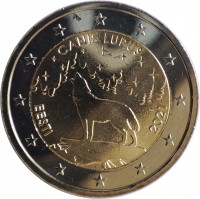 Estonia coin 2 Euro - The Estonian national animal: the wolf (2021) obverse obverse of 2 Euro - The Estonian national animal: the wolf (2021) coin from Estonia. Inscription: CANIS LUPUS EESTI 2021
