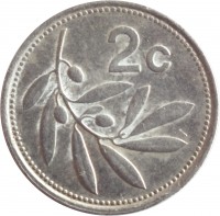reverse of 2 Cents (1986) coin with KM# 79 from Malta. Inscription: 2c