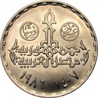 reverse of 20 Piasters - Eleventh General Census (1986) coin with KM# 607 from Egypt. Inscription: عشرون قرشا جمهورية مصر العربية ١٤٠٧ ١٩٨٦