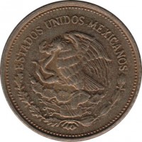 obverse of 20 Pesos (1985 - 1990) coin with KM# 508 from Mexico. Inscription: ESTADOS UNIDOS MEXICANOS