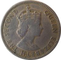 obverse of 50 Mils - Elizabeth II - 1'st Portrait (1955) coin with KM# 36 from Cyprus. Inscription: QUEEN ELIZABETH THE SECOND