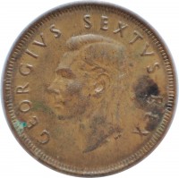 Bronze coin South Africa KM# 34.2 GEORGIVS SEXTVS REX. HP.