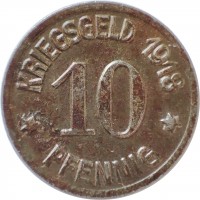 Iron coin Germany F# 80.1A KRIEGSGELD 1918. 10. ✶ PFENNIG ✶.