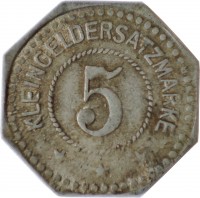 Zinc coin Germany F# 5.1 KLEINGELDERSATZMARKE. 5.
