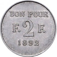 Aluminium coin Egypt KM# Tn12 BON POUR. F. 2 F. 1892.