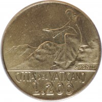 Aluminum-Bronze coin Vatican City KM# 138 CITTA DEL VATICANO. L. 200.